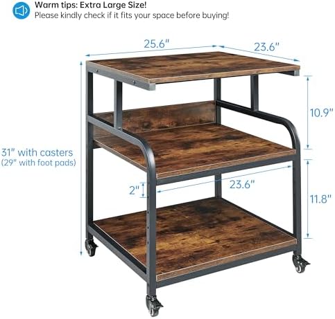 Fannova Extra Large 3D Printer Stand Table with Adjustable Storage Shelf - Image 2