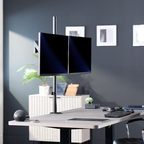 VIVO Dual Monitor Arm Extra Tall Mount for Screens up to 32 inches, Mechanical Height Adjustment, Full Articulating Heavy Duty VESA Stand with Desk C-clamp and Grommet, STAND-V012K - Image 2