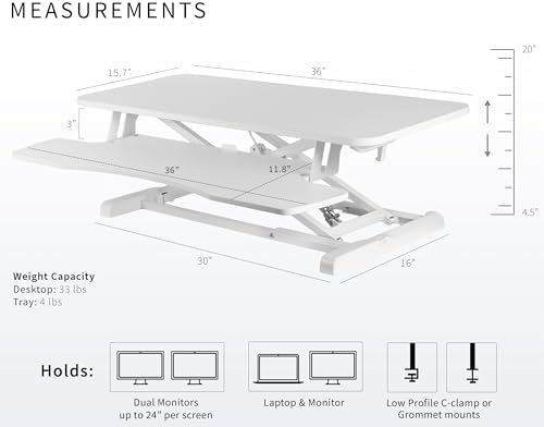 VIVO White 36 in Standing Desk Converter, DESK-V036KW - Image 3