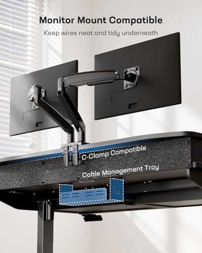 HUANUO 48 x 30 inch Electric Standing Desk with 2 Wood Drawers, Adjustable Height Sit Stand Desk for Home Office, Ergonomic Stand up Desk with 4 Memory Presets, 176 lbs Capacity, Black Top - Image 7