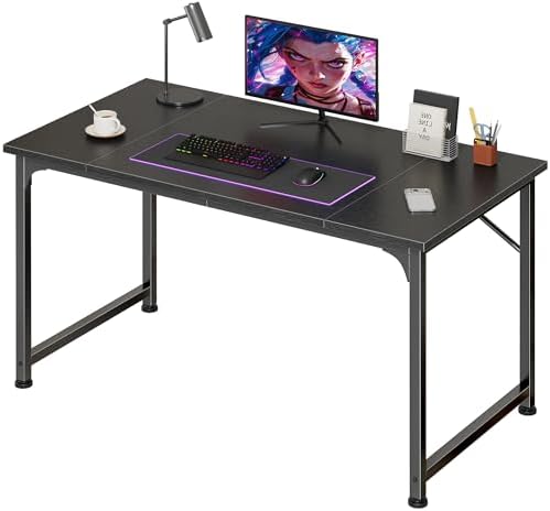 PRAISUN 40 Inch Computer Desk, Office Desk, Spacious Desktop, Black by PRAISUN
