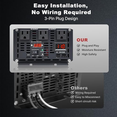 Sump Pump Battery Backup System, 2000W, Automatically Shifts to Inverter Power Ensuring Uninterrupted Operation, Essential for Basement Protection Emergency and Power Outage, Pure Sine Wave Output UPS - Image 5