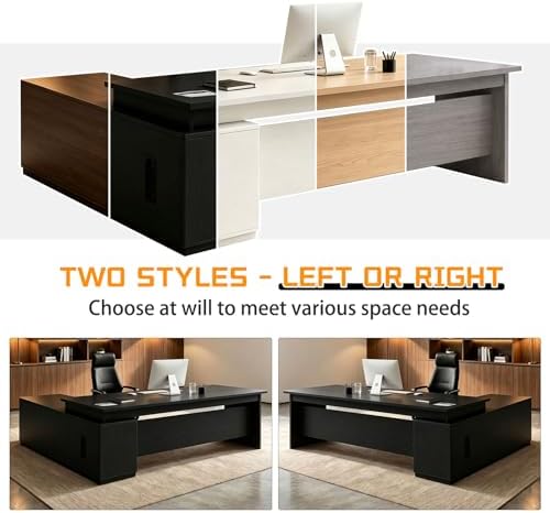 L Shaped Executive Desk with Drawers, Large Wood Workstation, Modern Executive Office Furniture for Home Office and Business Workspace, Multiple Sizes & Colors - Image 6