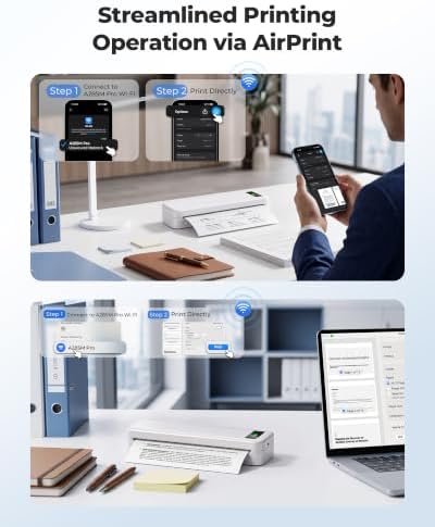 TATTMUSE AirPrint Wi-Fi Inkless Portable Printer for Travel, 8.5x11, White - Image 5
