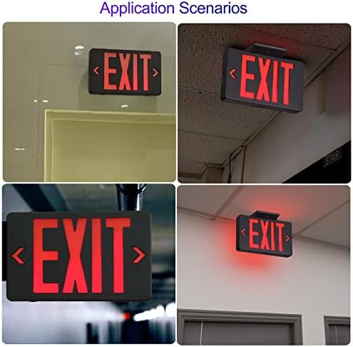 GZRUIYANG Red Exit Sign with Black Housing, LED Emergency Exit Light with Battery Backup, UL Listed, AC 120/277V, Exit Signs with Emergency Lights, Commercial Emergency Lights for Business - 1 Pack - Image 4