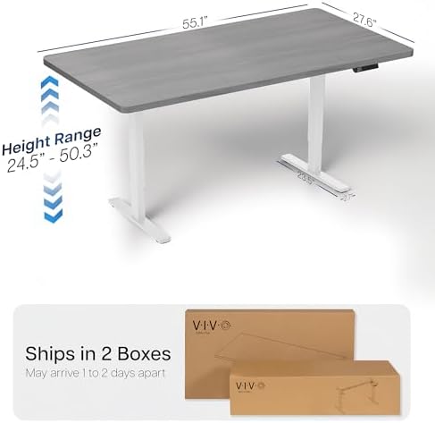 VIVO Dark Gray 55 x 28 in Standing Desk, DESK-KIT-2W55G - Image 3