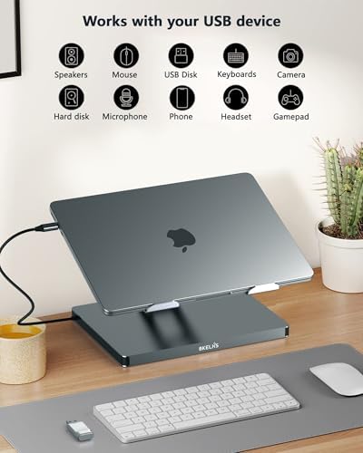 USB C Hub Stand for MacBook Pro, 10 in 1 Adapter for MacBook Air Docking Station with 4K 60Hz HDMI, RJ45 Gigabit Ethernet, SD/TF Card Reader, 4 USB 3.0 for iPad/Dell HP/Surface/Lenovo Laptop Dock - Image 3
