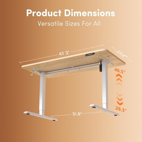 FEZIBO 48" Electric Standing Desk Height Adjustable Desk, Maple - Image 3