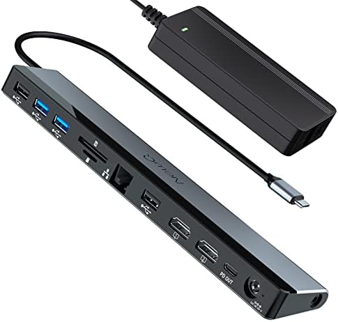 USB C Docking Station Dual Monitor with Power Adapter: NewQ 12-in-1 Thunderbolt 3 | 4 Dock, Dual 4K HDMI, 4 USB, Audio, Ethernet, SD/TF Slot, 18W PD Out, for Mac, HP, Dell, Lenovo, Surface, Asus, Acer by NewQ