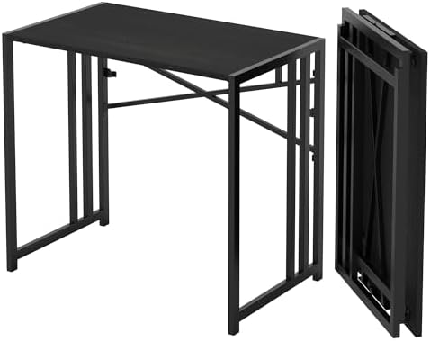 Lutown-Teen Narrow Folding Computer Desk 35 inch, Black by Lutown-TeenHome