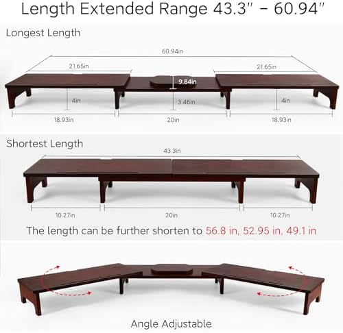 Nnewvante Bamboo Monitor Riser, 60 inch Upgrade Height Large TV Riser - Image 5