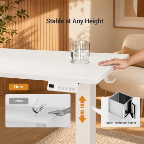 Claiks Electric Standing Desk 55x24 Inch Adjustable Desk, White - Image 5