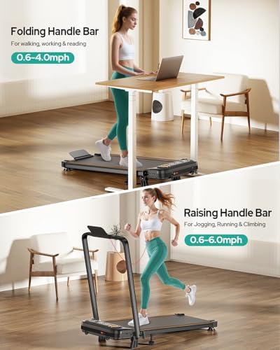 Walking Pad with 10% Incline, Upgrade 3.5HP Low Noise Treadmill with Handle Bar, Rayspace Portable Under Desk Treadmills for Home/Office, 350lbs Capacity, Remote Control & Transparent LED Display - Image 3