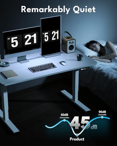 Electric Standing Desk, Gaming Desk, 48 x 24 Inch, White - Image 6