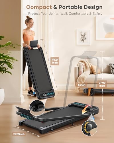 WELLFIT Incline Walking Pad with Handlebar, Foldable Under Desk Treadmill - Image 6