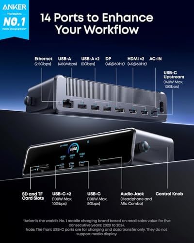 Anker Prime Docking Station (DL7400), 14-in-1 Triple Display, DisplayLink - Image 2