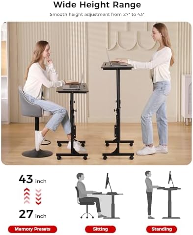 KLSMYHOKI Standing Desk Adjustable Height, Mobile Stand Up Desk with Wheels - Image 3