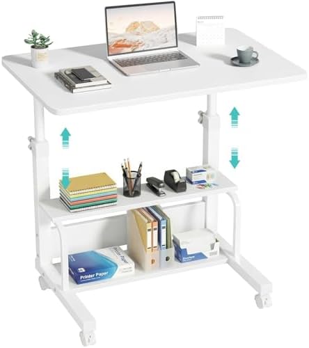 WINAZ Small Portable Laptop Rolling Desk - 32" Mobile Kids Desk with Wheels for Small Spaces, White，31.5" by Unknown