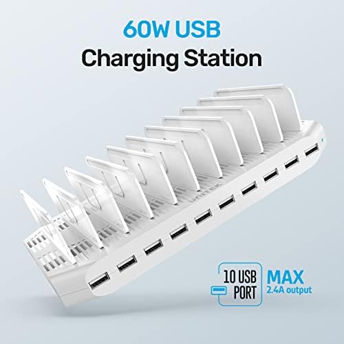 Unitek Multi Charging Station, 10-Port USB Charger for Multiple Device with SmartIC Tech and Adjustable Dividers, Organizer Stand Compatible with iPad, Tablet, Kindle, iPhone (Pack of 2) - Image 2