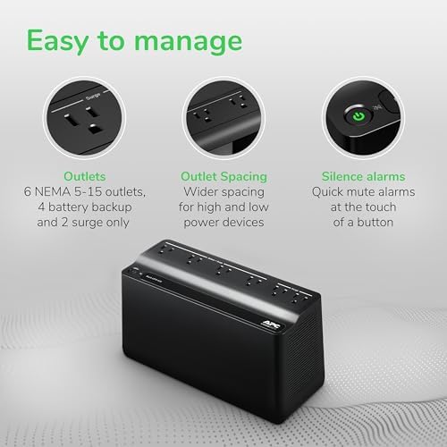 APC BE425M UPS Battery Backup and Surge Protector for Small Electronics - Image 5