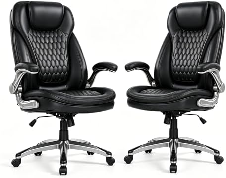 COLAMY Executive Office Chair with Thick Bonded Leather (Black-6686, Set of 2) by COLAMYHOME