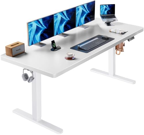 HUANUO 71 x 35 Inch Large Electric Standing Desk, Brushless Motor, White by HUANUO