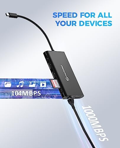 UtechSmart Triple Monitor USB-C Laptop Docking Station 11-in-1 Dock (Black) - Image 5