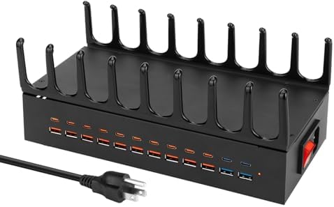 350W Charging Station for Multiple Devices, 24 Ports USB Fast Charging Station, Charger Station Organizer Compatible with Kindle,Tablet, iPad, Charger Station for Home, Office by Brifara