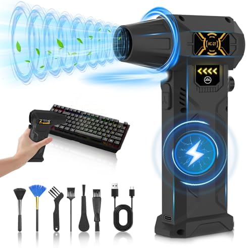 AC-27 Electric Air Duster-150000RPM Cordless Air Duster with LED Light, Keyboard and PC Clean, Super High-Speed Air Blower, Replace Compressed Air Cans,Air Blower for Outdoors,Car,Home by TZSAZLGM