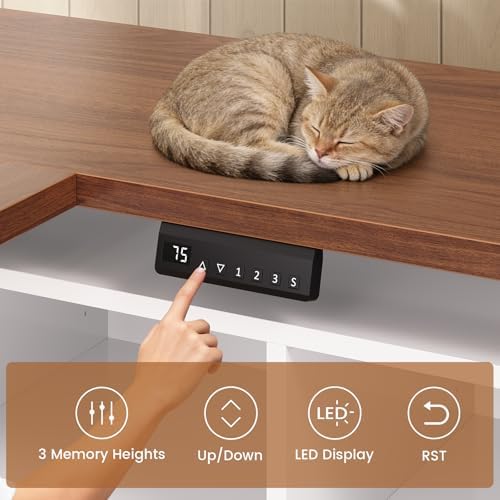 SEDETA 63" L Shaped Electric Standing Desk with Storage, Monitor Stand - Image 5