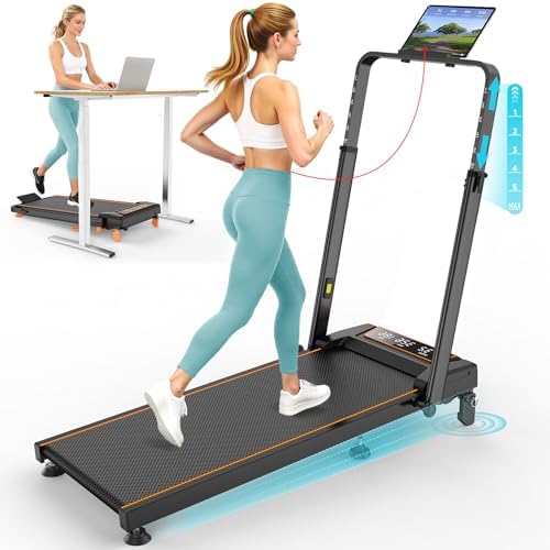 Rayspace Walking Pad with 12% Incline/Adjustable Height, Upgraded 3.5HP Walking Pad with Handle Bar, 4 in 1 Foldable Under Desk Treadmill, Electric Portable Treadmills for Home 350LBS, LED Display by RayspaceMakesFitnessEasy
