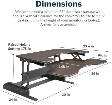 Vari Pro Plus 36 Standing Desk Converter – Spring-Loader Lift – Espresso - Image 2
