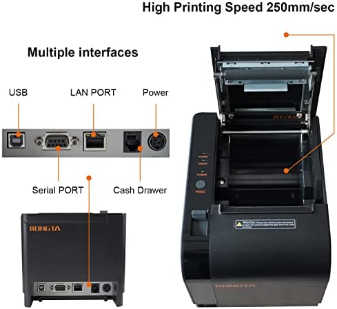 Rongta 80mm Thermal POS Receipt Printer Black - Image 4