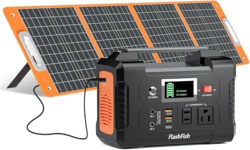 Solar Generator With Solar Panel Included, FF Flashfish 151Wh Portable Power Station+100W Solar Panel(DC/USB-A/USB-C Output), Backup Power Battery For Home Blackout/RV/Camping by FlashfishInc