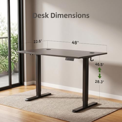 Claiks Electric Standing Desk, 48x24 Inch, Black - Image 3