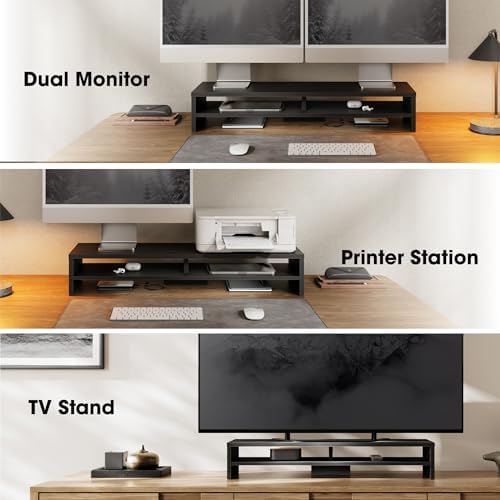 Fenge 31.5 Inch Dual Monitor Stand Riser for Desk, Black - Image 6