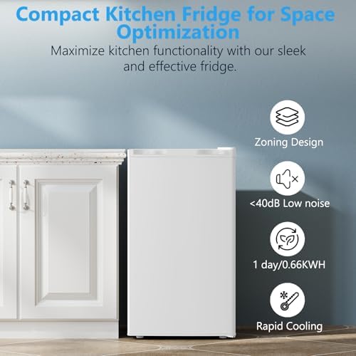 COWSAR 3.2 Cu.Ft Mini Fridge with Freezer for Bedroom Dorm, White - Image 6
