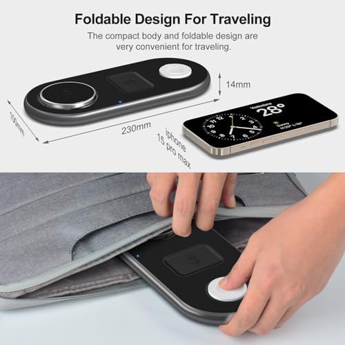 3 in 1 Charging Station for Apple Devices, Mag-Safe Charger Stand, Magnetic Wireless Charger Station for iPhone 17 16 15 14 13 12 Series, for iWatch Ultra 10 9 8 7 SE 6 5 4 3, for AirPods (Black) - Image 5