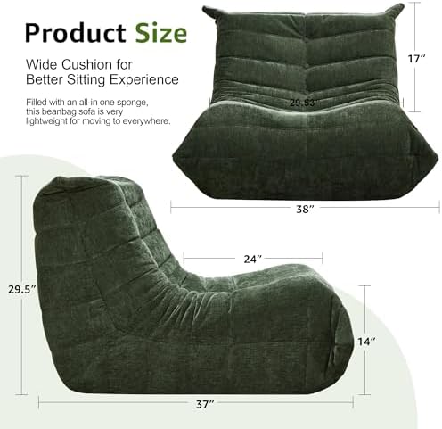 Hobestluk Adults Bean Bag Chair Faux Fur BeanBag Couch for Living Room - Image 2