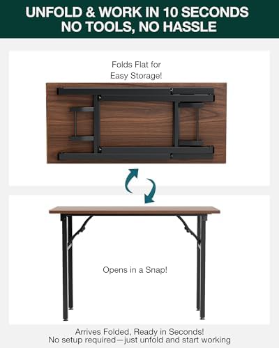 Frylr Small Folding Computer Desk – Portable 43.3 Inch Foldable Laptop Table, Collapsible and Compact for Easy and Fast Setup, Lightweight for Small Spaces, Home Craft and Study Use, Dark Walnut - Image 3