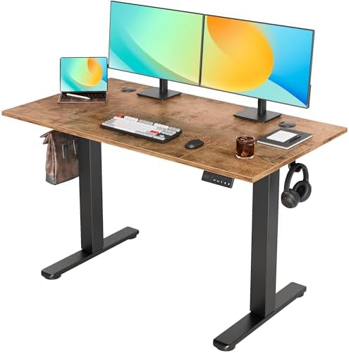 YDN Electric Standing Desk, 48x24 Inch, Rustic Brown by YDN