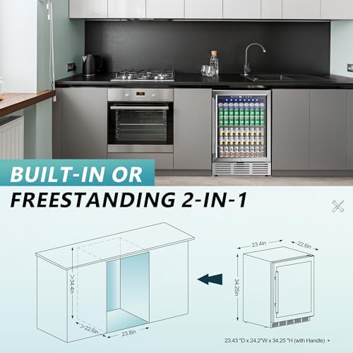 EUHOMY 180 Can Beverage Refrigerator, 24 Inch Under Counter Refrigerator - Image 7
