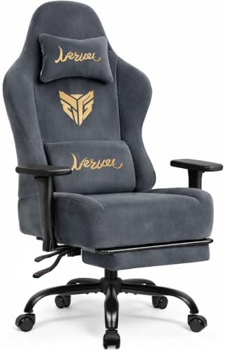 Video Gaming Chair for Adults with Footrest, Ergonomic Computer Chair, Gray by Unknown