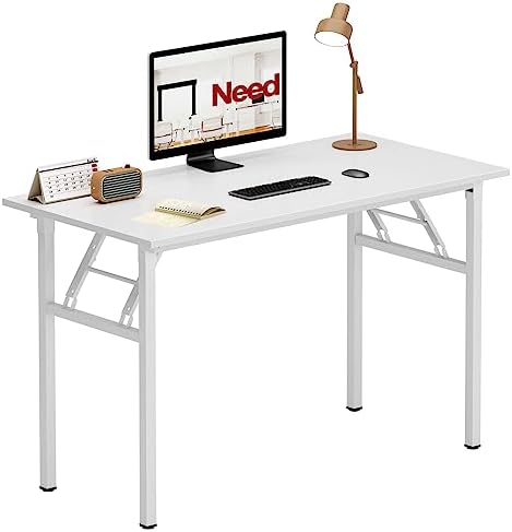Need Office Computer Desk 39.3 Inch Sturdy Folding Laptop Table White by Need