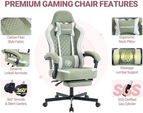 Mistpeople Gaming Chair, Ergonomic High Back Computer Chair with Footrest, Lumbar Support & Pocket Spring Cushion, Comfortable Swivel Home Office Desk Chair for Adults - Image 6