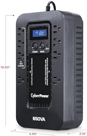 CyberPower EC650LCD Ecologic UPS Battery Backup and Surge Protector - Image 5