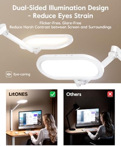 LitONES LED Desk Lamp with Clamp and Stepless Remote, Dual-Sided Soft Light - Image 2