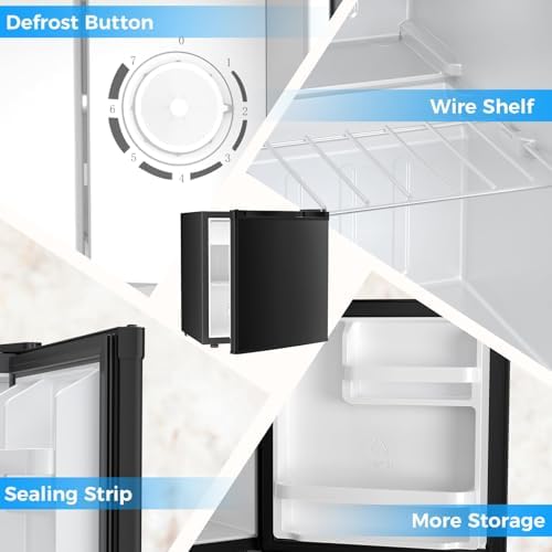 Antarctic Star Compact Refrigerator Mini Fridge with Freezer, Single Reversible Door, Dorm Fridge, Wire Shelf, Defrost Button, for Bedroom, Office, kitchen, 1.7 Cu. Ft, Black - Image 2