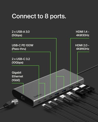 Belkin USB-C Hub 8 in 1 Dual Display - Image 2