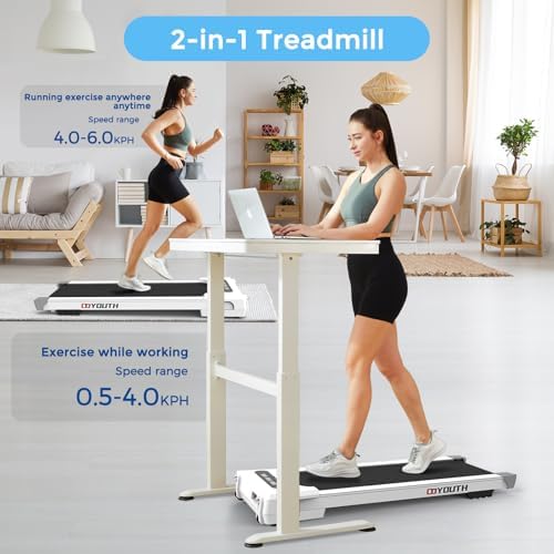 GOYOUTH Walking Pad Treadmill, Under Desk Treadmill for Home Office, Wide Belt Compact Treadmills 300 lbs Capacity, 2.25HP Shock-Absorbing Walking Jogging Running Machine Remote Included - Image 6